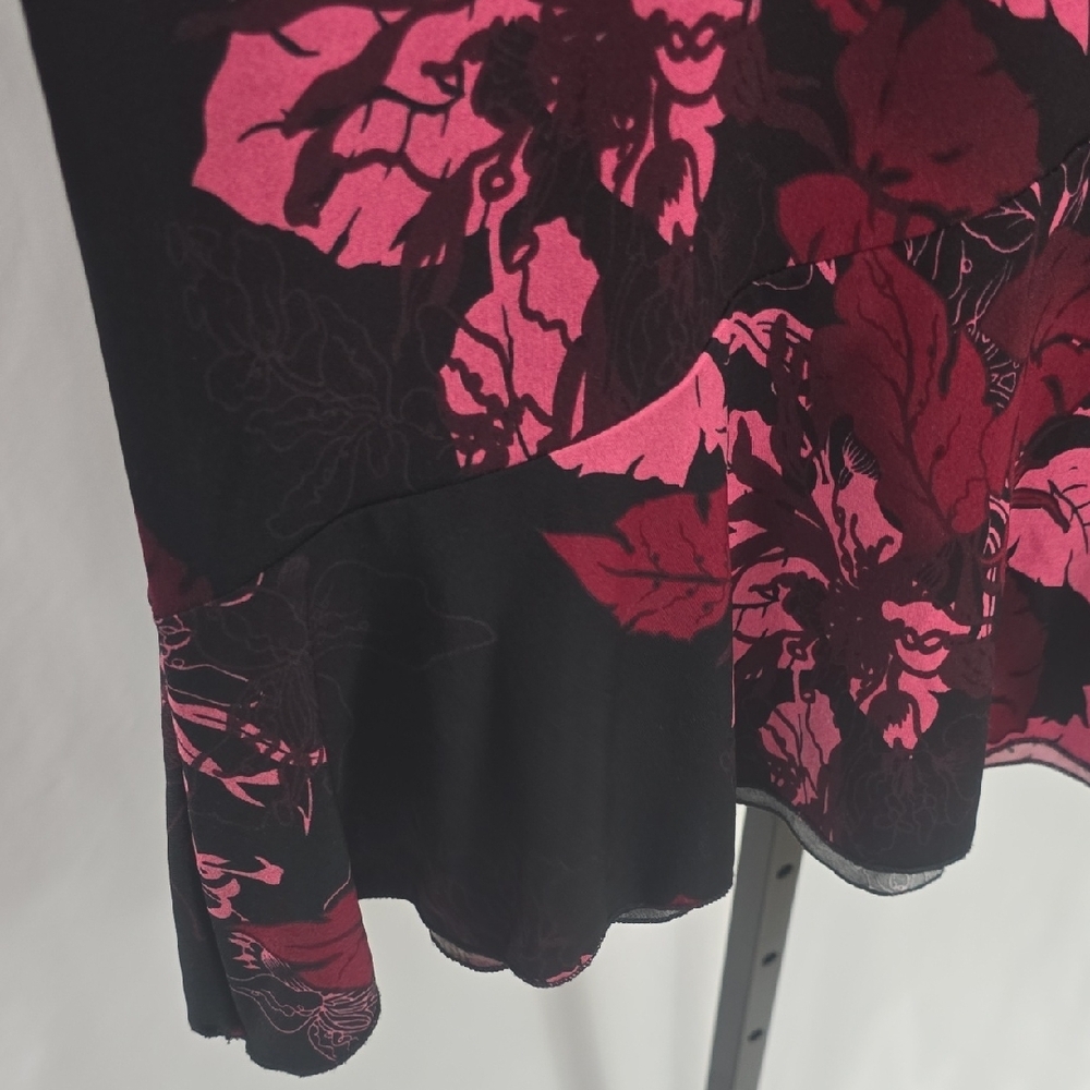 Claudia Richard Pink and Black Ruffled Pencil Skirt - Picture 5 of 6